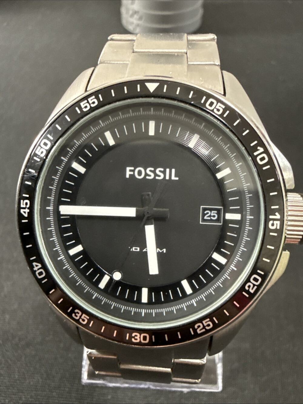Men’s Fossil Watch AM-4835 New Battery 42mm Case 7.25” Band Black Dial (G5)